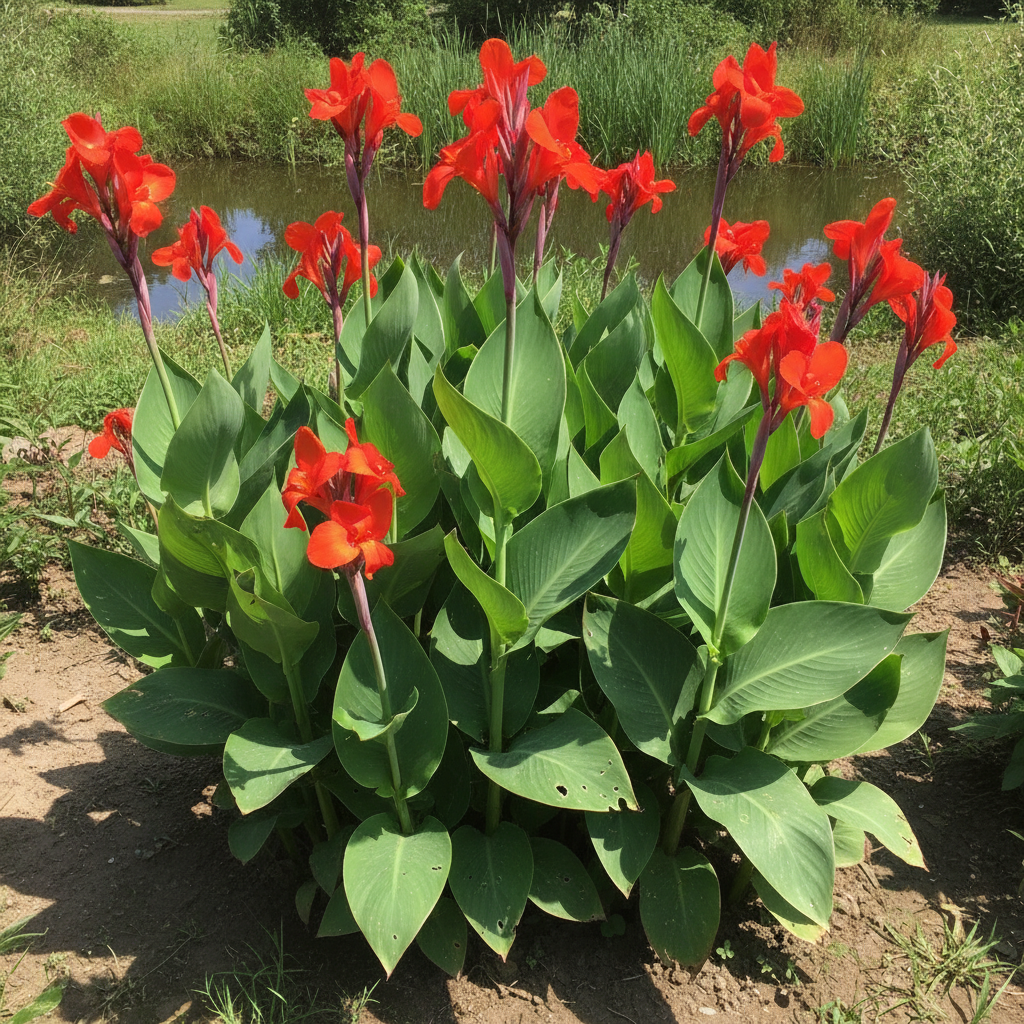 Red canna lily